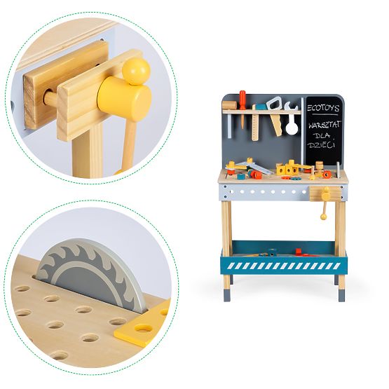 Drewniany warsztat z narzędziami - 47 szt. ECOTOYS