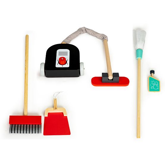 Drewniany zestaw do sprzątania wózek XXL odkurzacz ECOTOYS