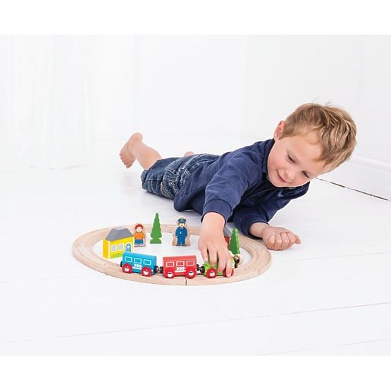 Drewniany zestaw kolejkowy -  mały
