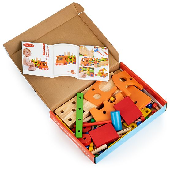 Drewniany zestaw konstrukcyjny z narzędziami