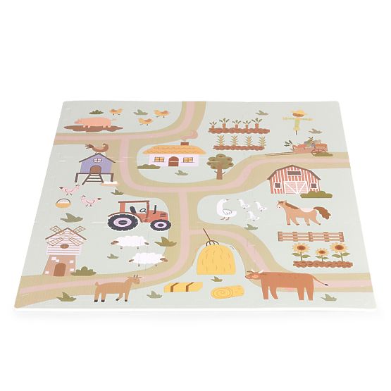 Duża piankowa mata EVA dla dzieci farma 90,5x90,5 cm 21 części ECOTOYS
