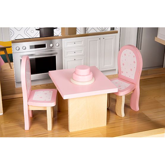 Duży drewniany domek dla lalek 138 cm Rezydencja Maya 28 szt. ECOTOYS