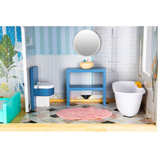 Duży drewniany domek dla lalek 138 cm Rezydencja Maya 28 szt. ECOTOYS