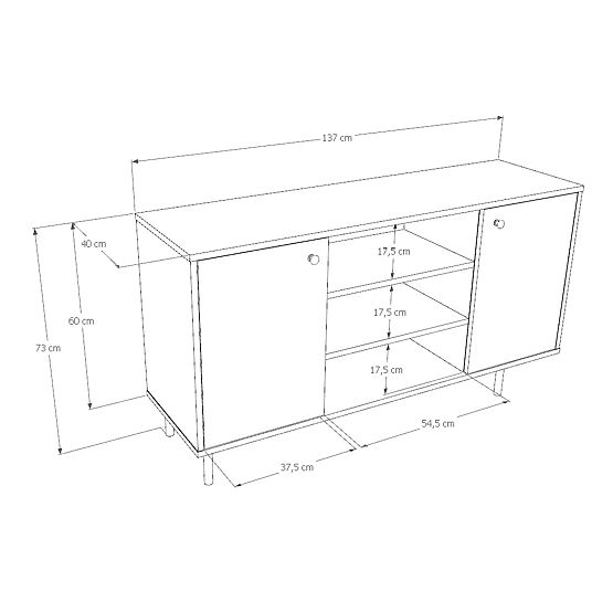 Dwudrzwiowa komoda Venus, kaszmir, złote metalowe nogi