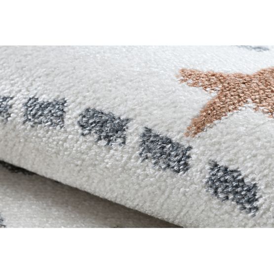 Dywan BONO 8288 okrągły Przestrzeń, planety kremowy / antracyt