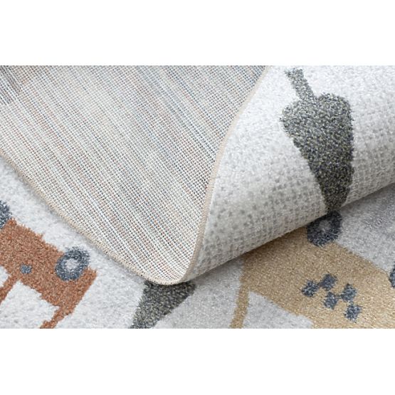 Dywan BONO 8436 okrągły Samochody, ulice kremowy / jasnoszary