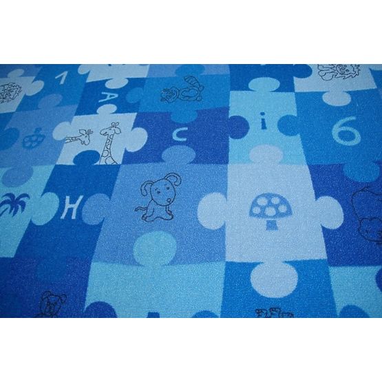 Dywan dla dzieci Puzzle - niebieski