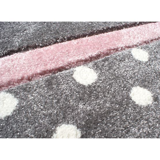 Dywan dziecięcy  Kropki srebrno-szary/różowy