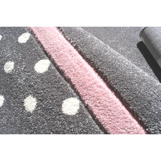 Dywan dziecięcy  Kropki srebrno-szary/różowy