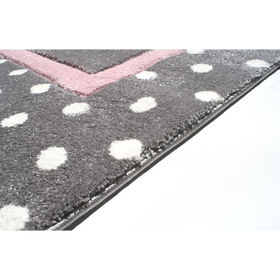 Dywan dziecięcy  Kropki srebrno-szary/różowy