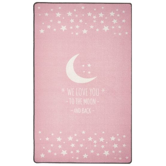 Dywan dziecięcy LOVE YOU MOON różowy/biały