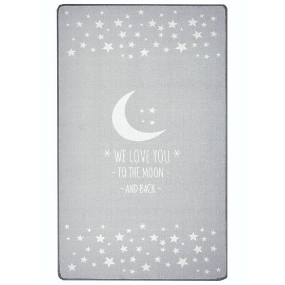 Dywan dziecięcy LOVE YOU MOON srebrno-szary/biały