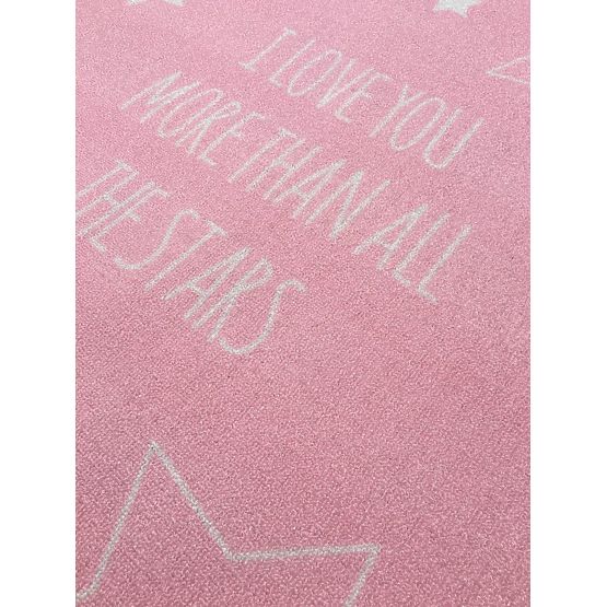 Dywan dziecięcy LOVE YOU STARS różowy / biały