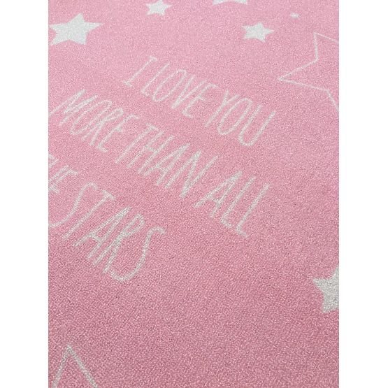 Dywan dziecięcy LOVE YOU STARS różowy / biały