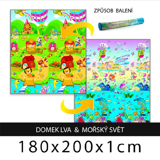 Dywan dziecięcy piankowy domek lwa + morski świat