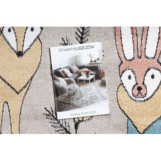 Dywan FUN Forester dla dzieci, zwierzęta, leśny beżowy