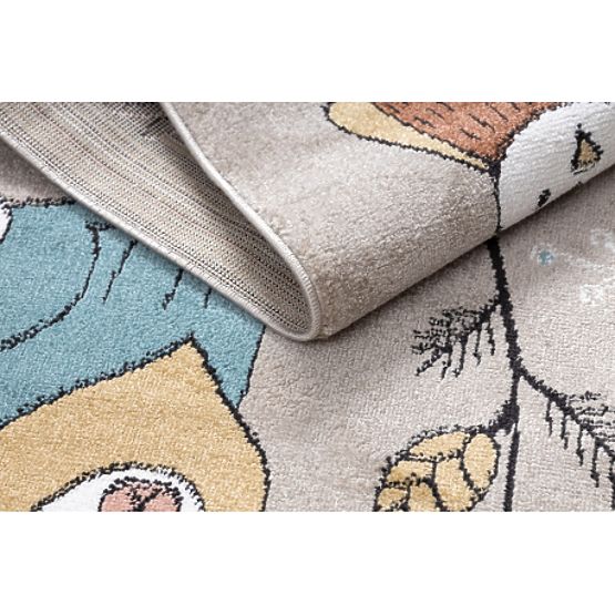 Dywan FUN Forester dla dzieci, zwierzęta, leśny beżowy