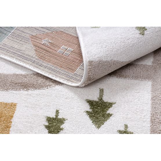 Dywan FUN Polar dla dzieci, ulice, las, kremowy