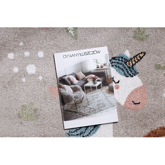 Dywan FUN Sweety dla dzieci, jednorożec, tęcza beżowa