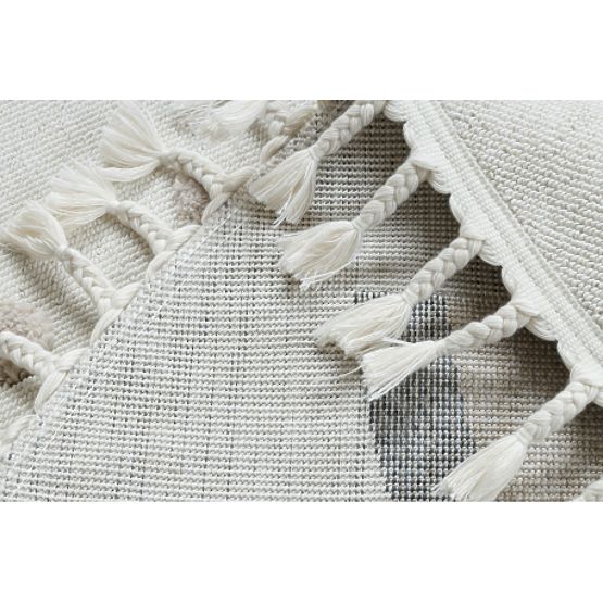 Dywan okrągły YOYO EY78 biały / beżowy - Chmura, Tęcza, kropki dla dzieci, strukturalny, sensoryczny