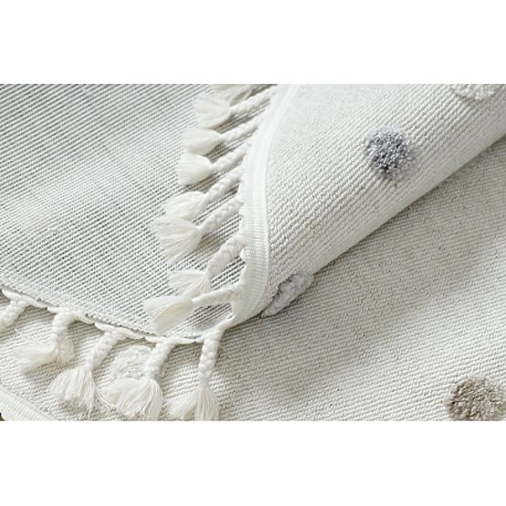 Dywan okrągły YOYO EY78 biały / beżowy - Chmura, Tęcza, kropki dla dzieci, strukturalny, sensoryczny