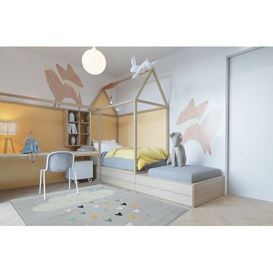 Dywan PASTEL 18409/652 - Chmura serce PTAK Szary KREM turkusowy