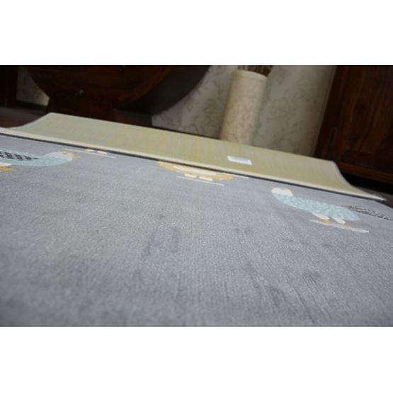 Dywan PASTEL 18413/072 - Kurczaki Koguty Szary Turkusowy