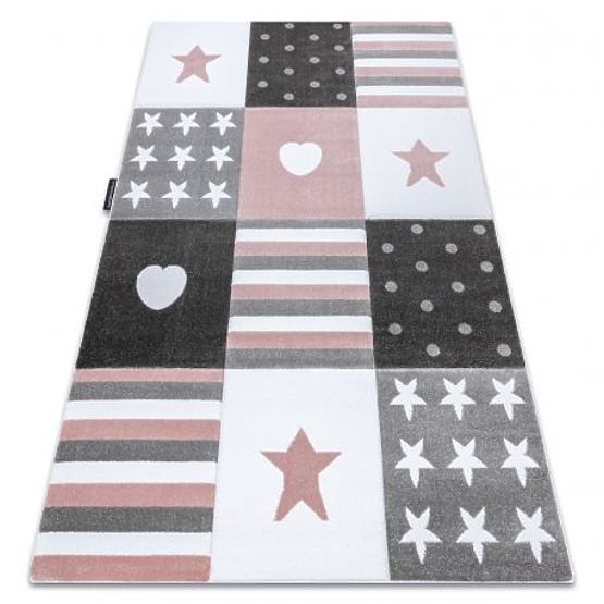 Dywan PETIT MAŁY, SERCE, GWIAZDY, różowy