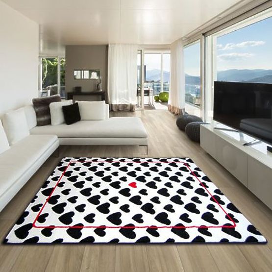 Dywan SKETCH - F755 kremowy/czarny - serce