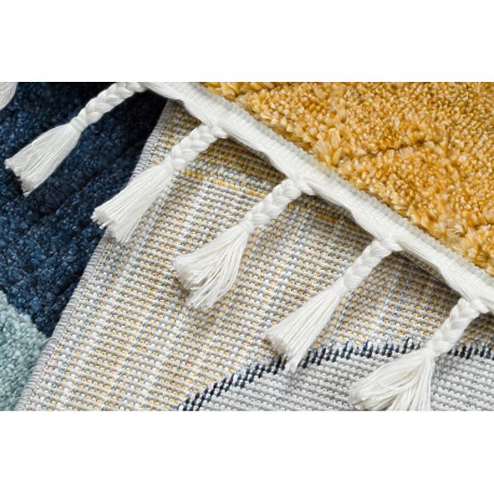 Dywan YOYO GD52 szaro / żółty - gwiazdy, chmury, patchwork dla dzieci, strukturalny, sensoryczny Frę