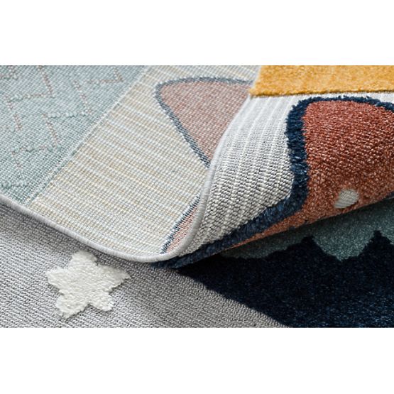 Dywan YOYO GD52 szaro / żółty - gwiazdy, chmury, patchwork dla dzieci, strukturalny, sensoryczny Frę