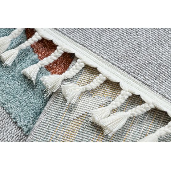 Dywan YOYO GD55 szaro/niebieski - gwiazdy, rakieta dla dzieci, strukturalny, sensoryczny Frędzle