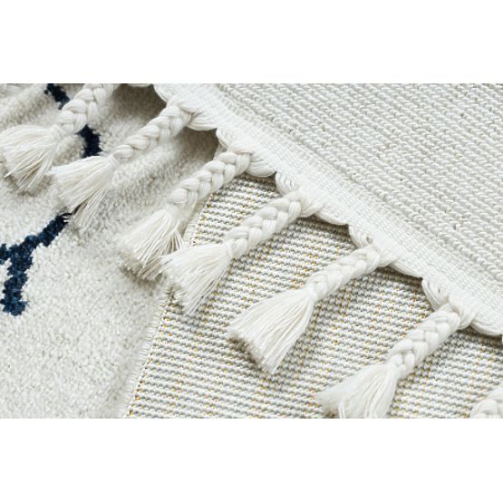 Dywan YOYO GD63 biały / ciemnoniebieski - Chmura, krople dla dzieci, strukturalny, sensoryczny Frędz