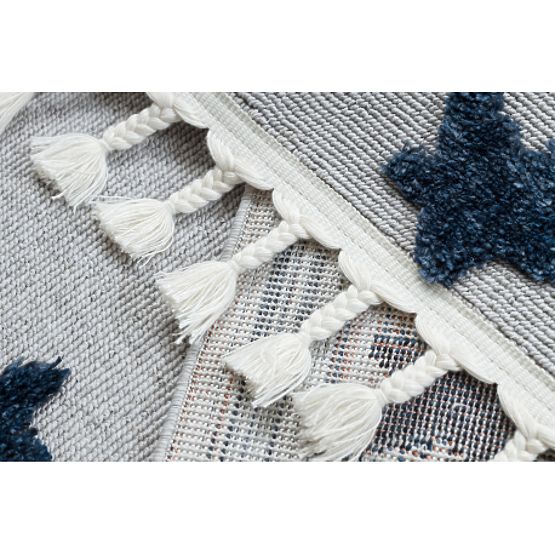 Dywan YOYO GD75 szaro / białe - gwiazdy, koła dla dzieci, strukturalny, sensoryczny Frędzle