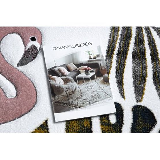 Dywan ZAHRADA, FLAMINGI, LIŚCIE MONSTERY, kremowy