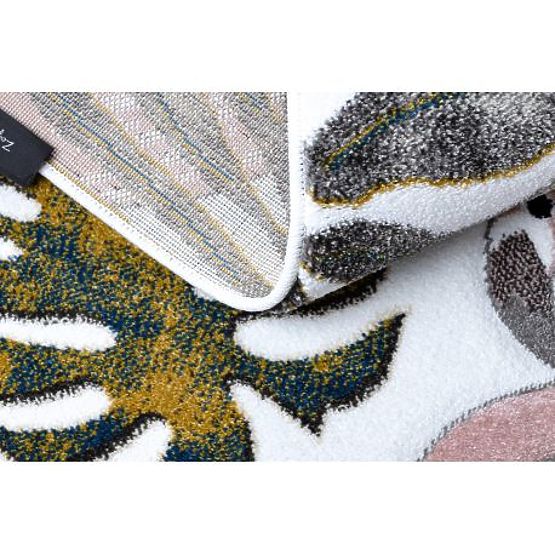 Dywan ZAHRADA, FLAMINGI, LIŚCIE MONSTERY, kremowy