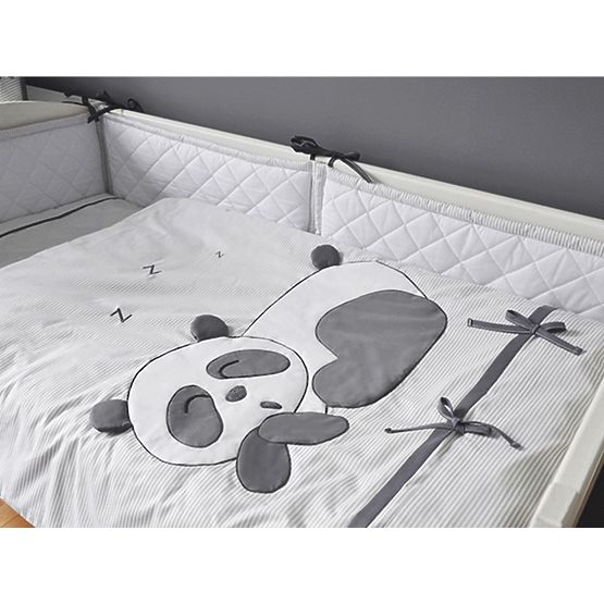 Dziecięca 3-elementowa pościel Panda - szary