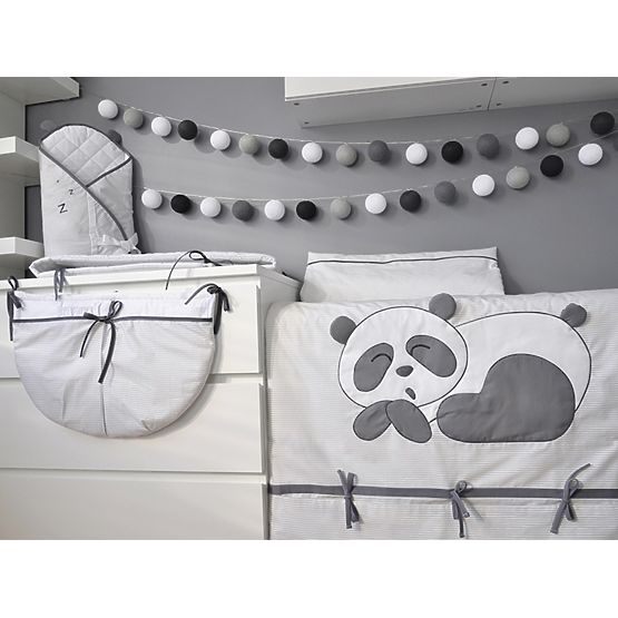 Dziecięca 3-elementowa pościel Panda - szary