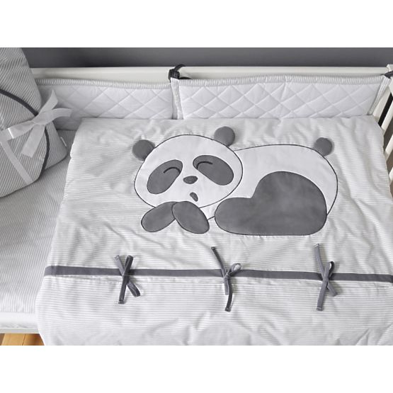 Dziecięca 3-elementowa pościel Panda - szary