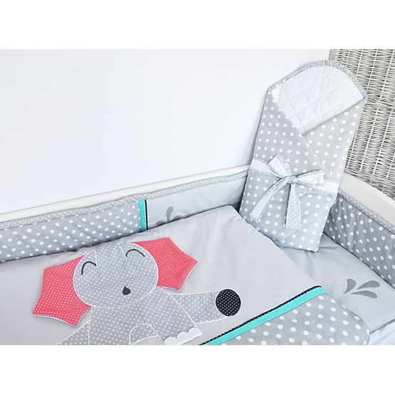 Dziecięca 3-elementowa pościel Słonik szara