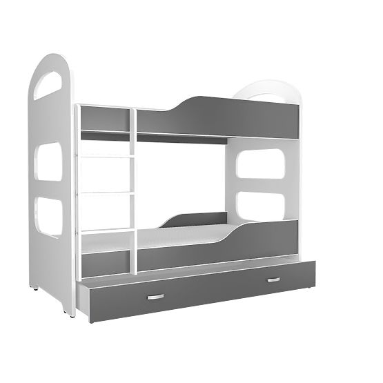 Dziecięca kondygnacja łóżko Dominik - biało-szare