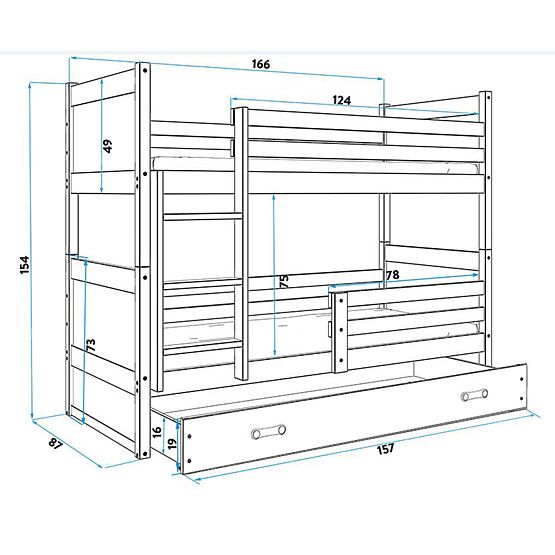 Dziecięca kondygnacja łóżko Rocky - biała
