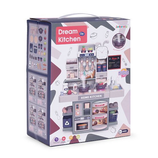Dziecięca kuchnia z dźwiękami LED i generatorem pary, 35 akcesoriów
