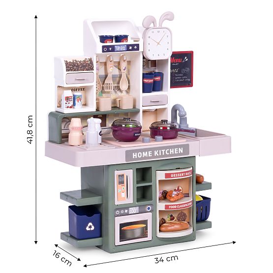 Dziecięca kuchnia z dźwiękami LED i generatorem pary, 35 akcesoriów