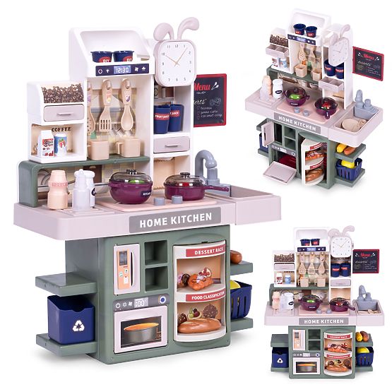 Dziecięca kuchnia z dźwiękami LED i generatorem pary, 35 akcesoriów