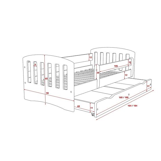 Dziecięca łóżko Classic - bukowy dekoracje