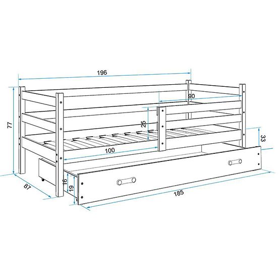 Dziecięca łóżko Erik - szaro-biały