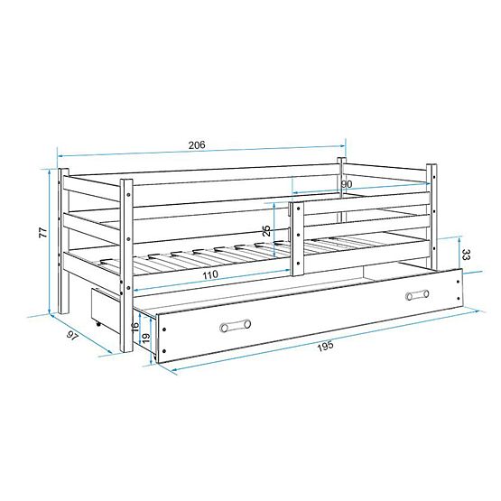 Dziecięca łóżko Erik - szaro-biały