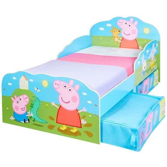 Łóżko dziecięce Peppa Pig z pudełkami do przechowywania