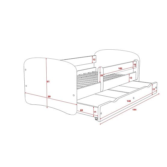 Dziecięca łóżko z bariera - Ferrari